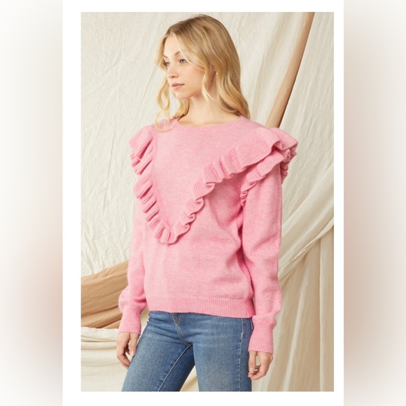 Pink Entro Ruffle Sweater - Picture 2 of 6